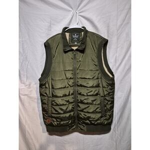 Cool Choice Vest Mens Size 2XL Sherpa Fleece Lined Green Zip Snap Outdoor Puffer